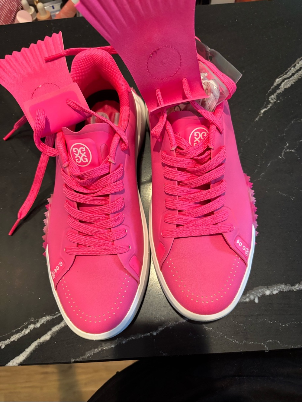 G/FORE Bright Hot Pink Fringe Kiltie Lace-Up Sneakers - Picture 2 of 6